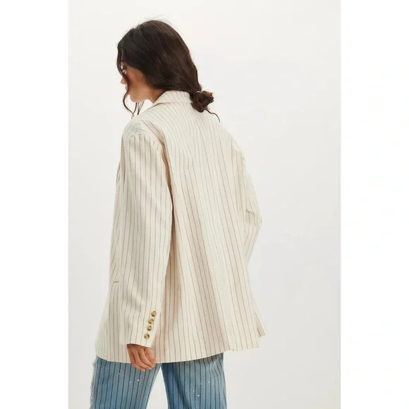 Free People Reggie Oversized White Striped Blazer - Picture 3 of 11